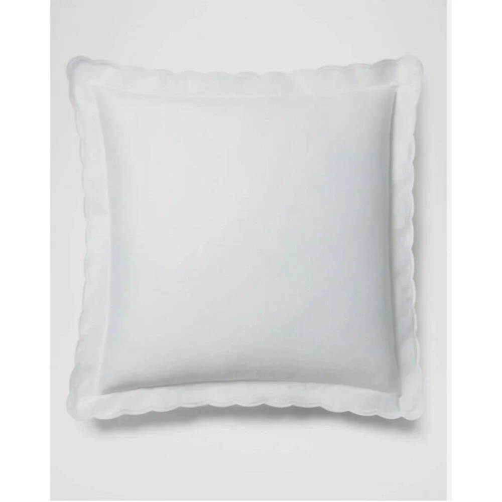 RALPH LAUREN Malin Scallop Euro Pillow Sham White $225 Organic Cotton